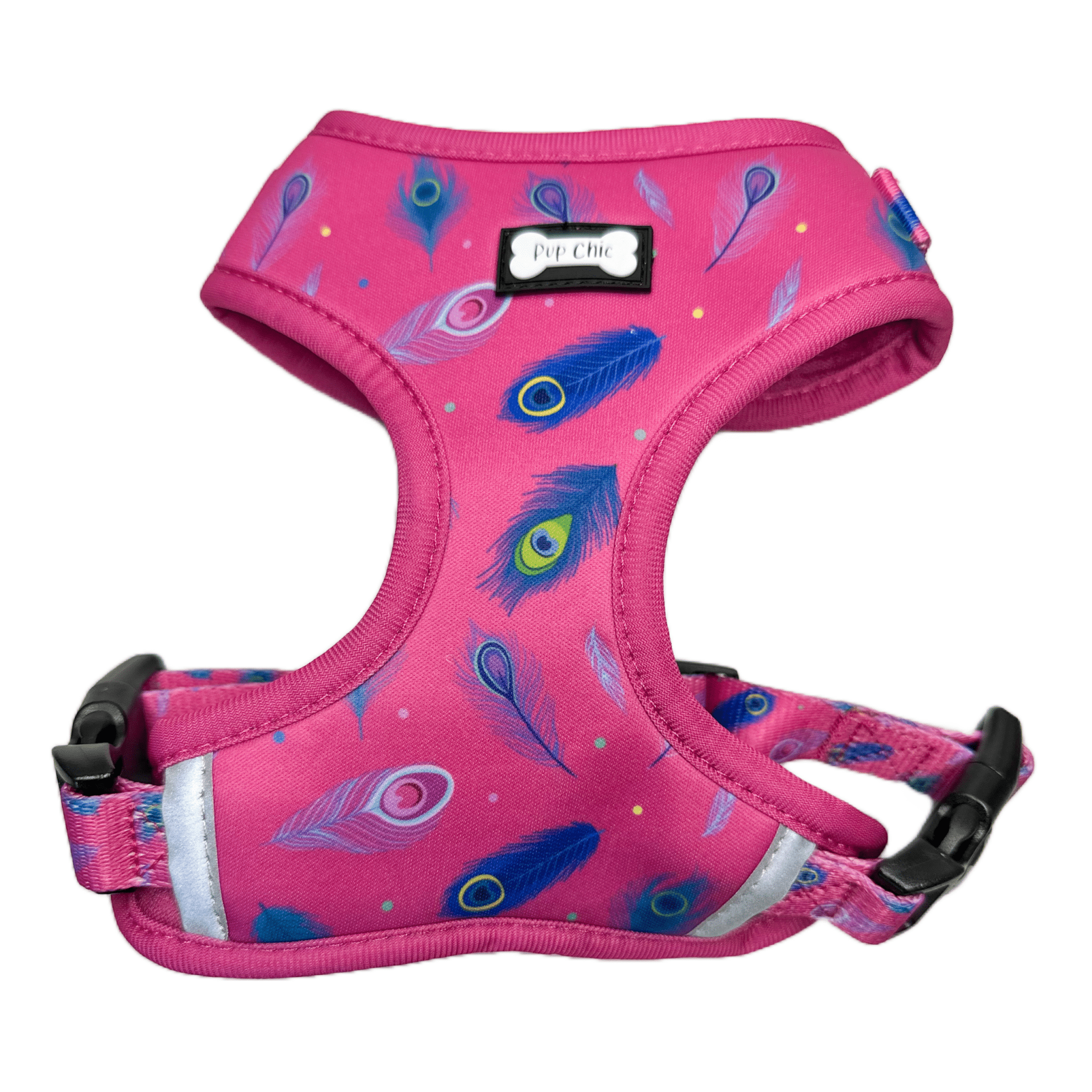 Peacock Power Adjustable Dog Harness Hot Pink Peacock Feather Dog peacock-power-adjustable-dog-harness-hot-pink-peacock-feather-dog
