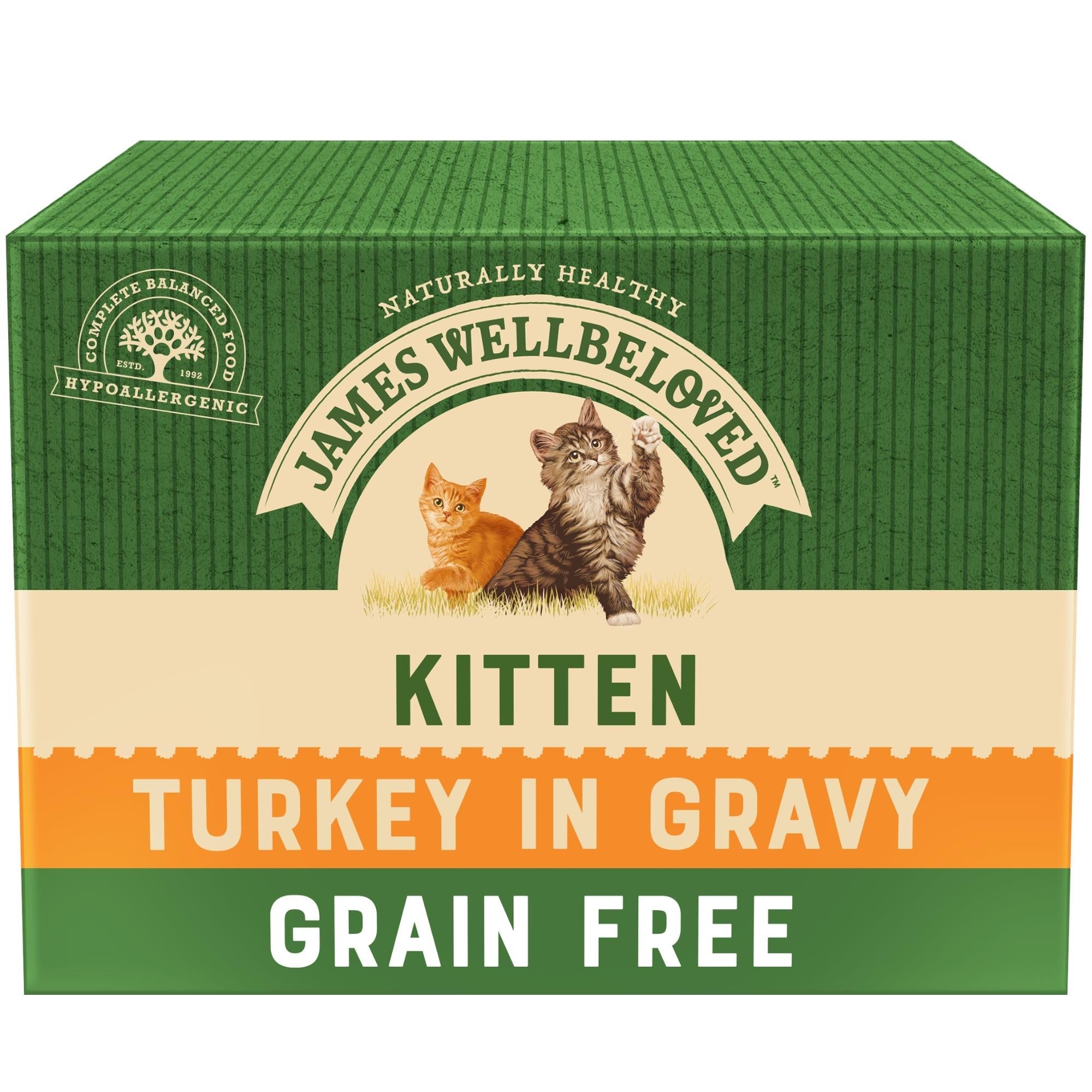 James Wellbeloved Grain Free Kitten Turkey in Gravy Pouches