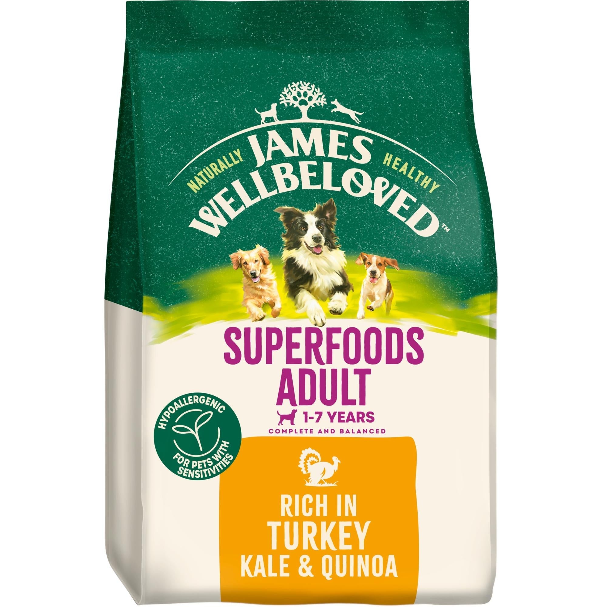 James Wellbeloved Superfoods Adult Dog Dry Food Turkey with Kale and Quinoa