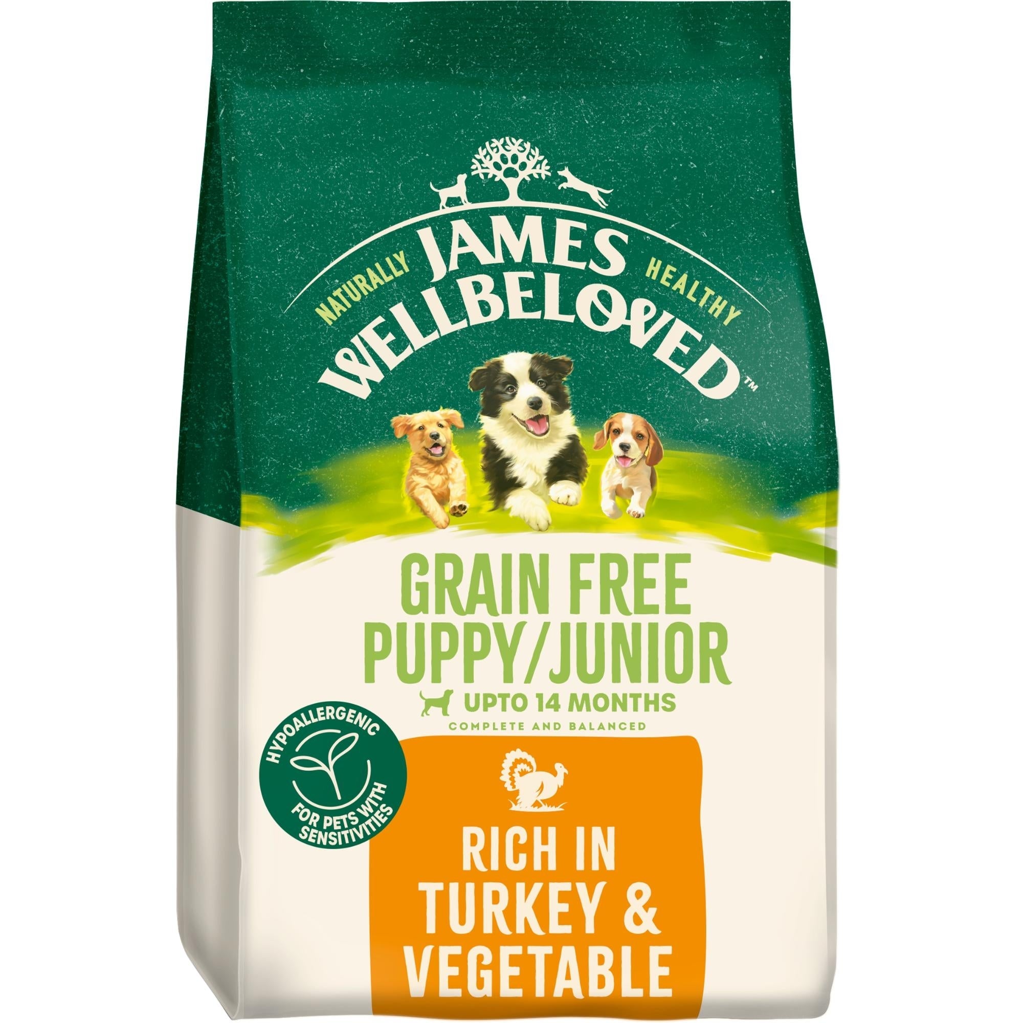 James Wellbeloved Grain Free Rich in Turkey and Vegetable Puppy/Junior Dry Dog Food