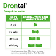 Vetoquinol Drontal Tasty Bone Wormer Tablets for Small and Medium Dogs 2 to 20kg