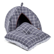 Petface Grey Window Pane Check Cat Igloo Bed