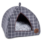 Petface Grey Window Pane Check Cat Igloo Bed