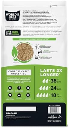 Worlds Best Cat Litter Original Comfort Care™ Unscented 6.8kg (15lb)