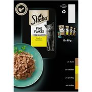Sheba Fine Flakes Adult Cat Pouches Poultry in Jelly 12x85g