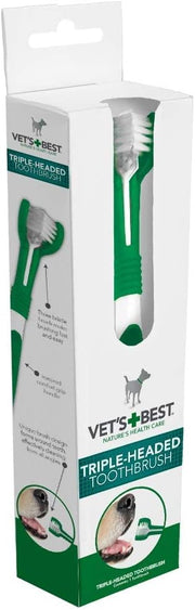 Vet's Best Triple Headed Toothbrush | 360° All-Angle Dental Cleaner for Dogs