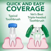Vet's Best Triple Headed Toothbrush | 360° All-Angle Dental Cleaner for Dogs