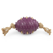 Petface Planet Nobbly Rubber Rugby Ball With Rope Toy