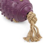 Petface Planet Nobbly Rubber Rugby Ball With Rope Toy