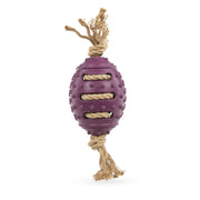 Petface Planet Nobbly Rubber Rugby Ball With Rope Toy