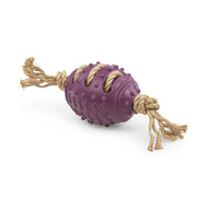 Petface Planet Nobbly Rubber Rugby Ball With Rope Toy