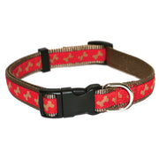 Rosewood Red/Beige Bone Dog Collar