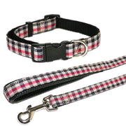 Rosewood Red Check Dog Collar
