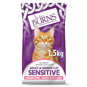 Burns Adult & Senior Cat Sensitive Duck & Potato Dry Cat Food