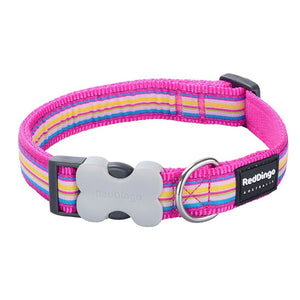 Red Dingo Stripe Hot Pink Dog Collar