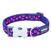 Red Dingo Pink Spots Dark Blue Dog Collar