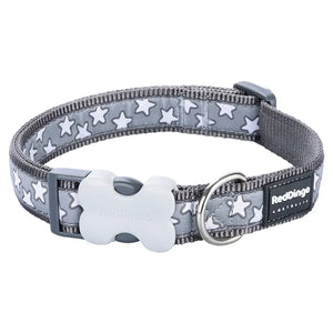 Red Dingo White Stars Grey Dog Collar