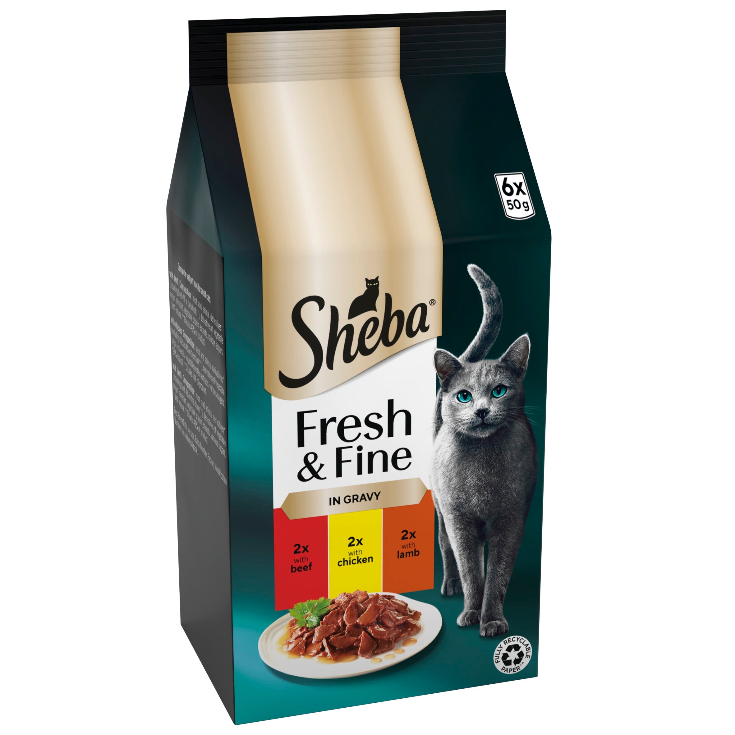 Sheba Fresh & Fine Pouches Beef, Chick & Lamb Selection in Gravy