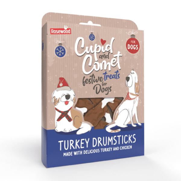 Rosewood Cupid & Comet Turkey Drumsticks Gift Box Dog Treats 160g