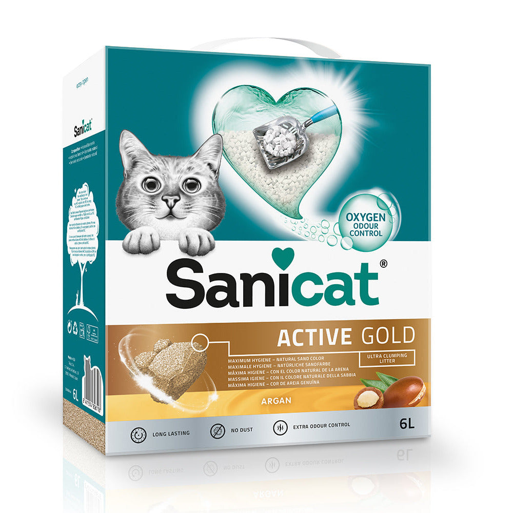 Sanicat Active Gold Argan Scented Clumping Cat Litter 6Ltr