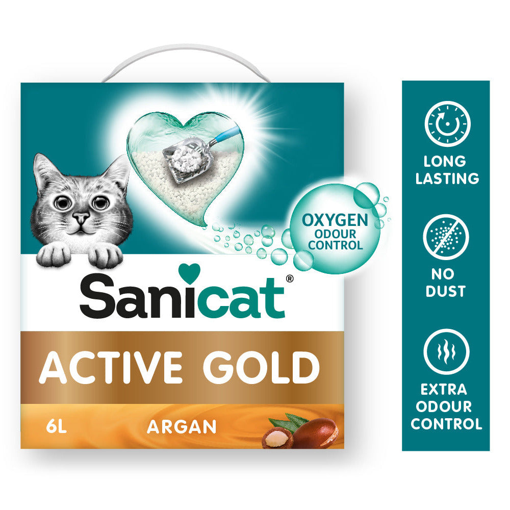 Sanicat Active Gold Argan Scented Clumping Cat Litter 6Ltr