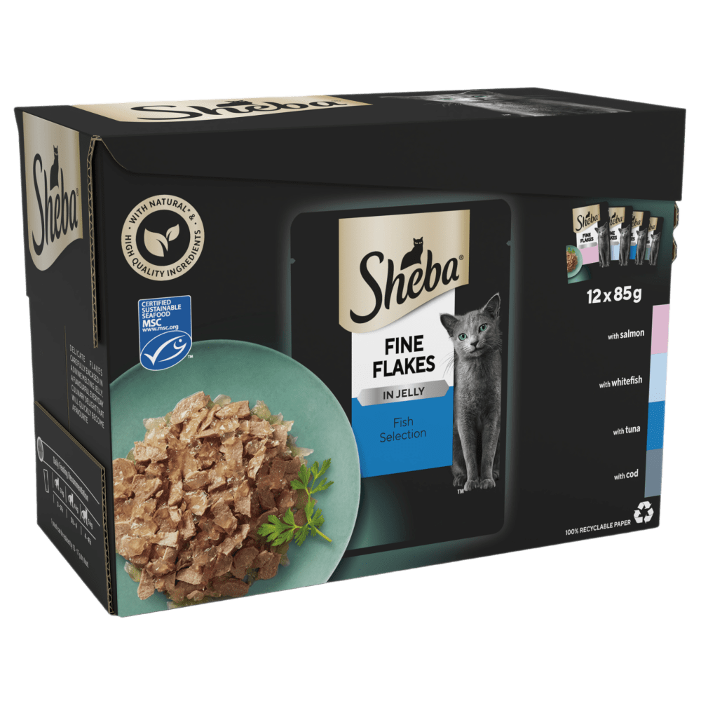 Sheba Fine Flakes Adult Cat Pouches Fish in Jelly 40x85g