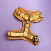 Alfresco Pup faux leather adjustable dog harness - camel colour