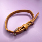 Alfresco Pup vegan leather buckle dog collar - camel colour