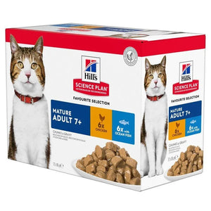 Hill's Science Plan Mature Adult 7+ Chicken and Fish Cat Food Pouches in Gravy