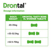 Vetoquinol Drontal Tasty Bone XL Wormer Tablets for Large Dogs Over 20kg