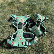 Inquisitive Fox No Pull Tactical Dog Harness – Green Fox Print, Adjustable, Step-In (XS-XL)