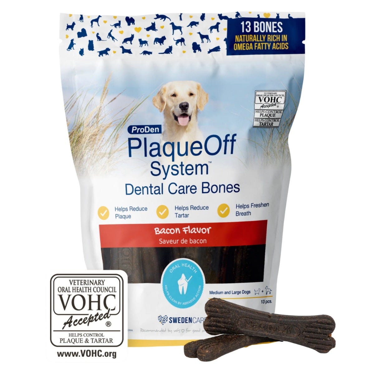 Plaque Off Dental Bones Natural Bacon 482g